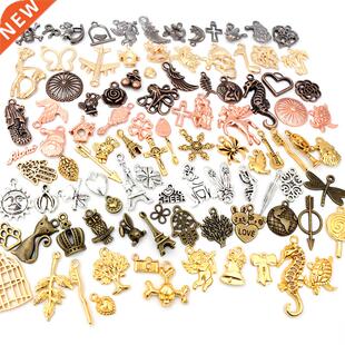 0pcs Mixed Styles Animal Heart Leaf Flower Crown Charms Pen