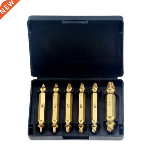 6PCS S2 Ttanum Platng Damaged Screw Extractor Drll Bts