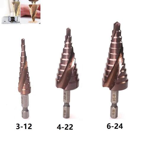 Pcs -12mm 4-22mm 6-24mm HSS Cobalt Coated Step Drill Bit W