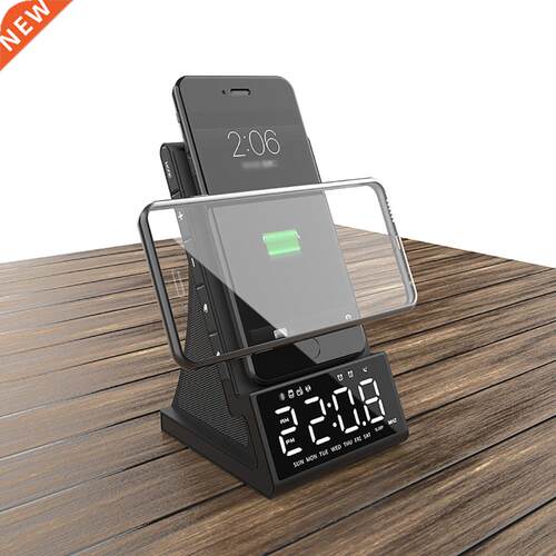 LED Alarm Clock With Wireless Charging Dock Stand Fm Radio B