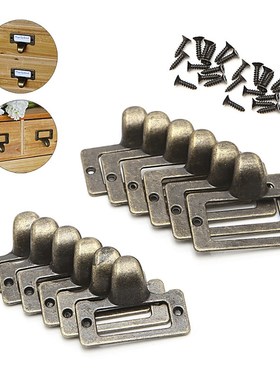 6PCS/SET Handle File Name Card Cabinet Label Holder Antique