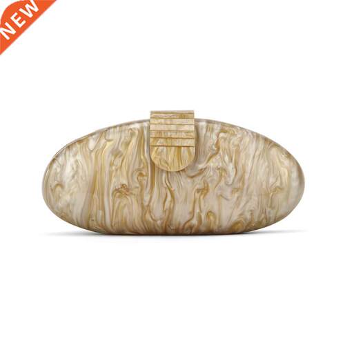 Apricot Half Moon Acrylic Clutch Purse Wallet Women Shoulder