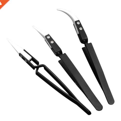 3Pcs/Set Precision Ceramic Reverse Tweezers Heat-resistant A