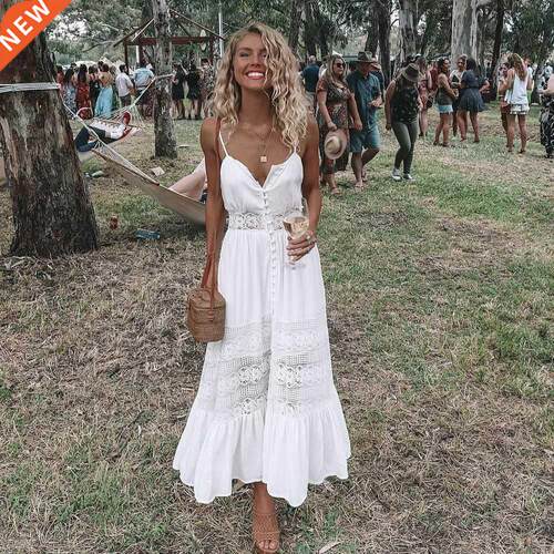 2020 Fashion Boho Long Maxi Dress Women Summer Ladies Sve