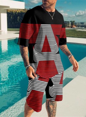 Men's sports suit T-shirt + shorts workout clothes 2-piece s