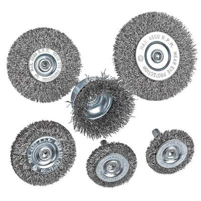 6Piece Wire Wheel Cup Brush Set 0.0118In Coarse Crimped Stee