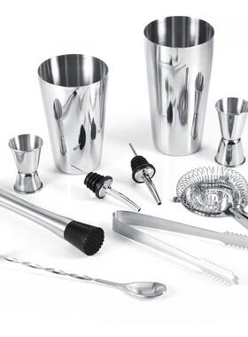 10pcs Cocktail Shaker Tools Set Ice Tong Mixing Spoon Pourer