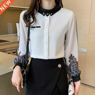 New elegant Women's Blouses embrodery whte shrts 202
