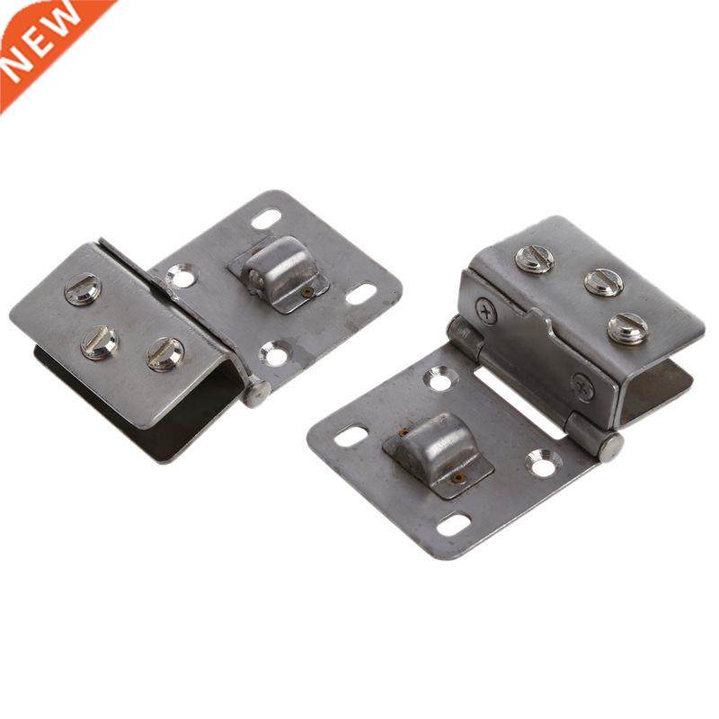 2pcs glass window door showcase clamp hinge silver