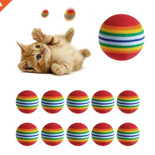 10Pcs Colorful Pet Rainbow Foam Fetch Balls Training Interac