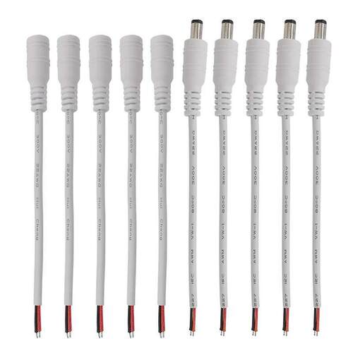 10Pcs 5.5x2.1mm DC Male Female Pigtail Wire Connector 5.5*2.