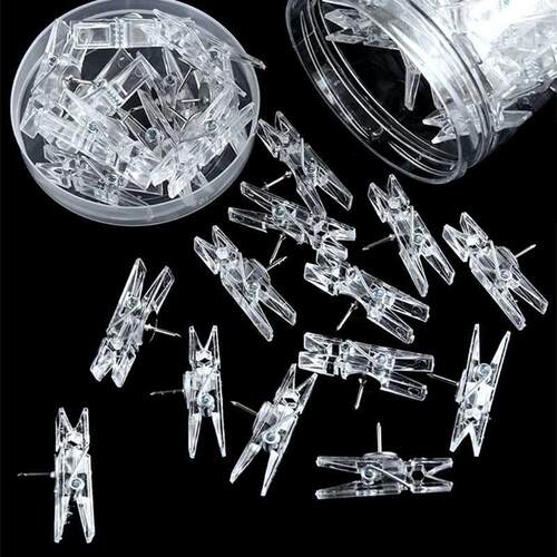 Set of 20Pcs Colored Photo Clip Style Pushpins Set Home Kind