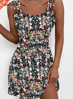 Women Elegant Pattern Print Party Dress 2022 Summer Fashion