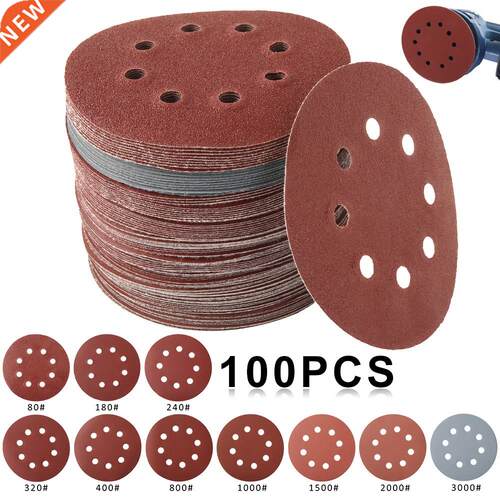 Round Sandpaper 8 Holes Disk Sand Sheets Grit 80-3000 Hook a