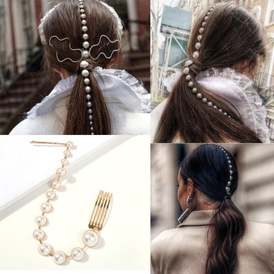 Personality Fashion Long Tassel Pearl Hair Clip Stick Beaded