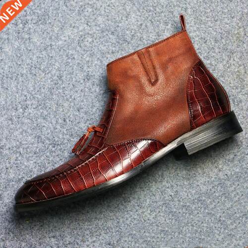 40~46 Leather Boots men Comfortable Brand Fashion 2022 Ankle