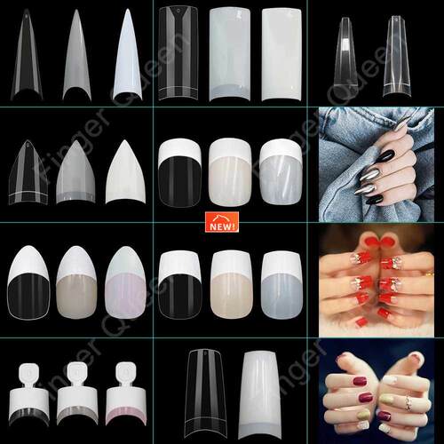 100pcs White Clear French False Acrylic Nail Tips Full/Half