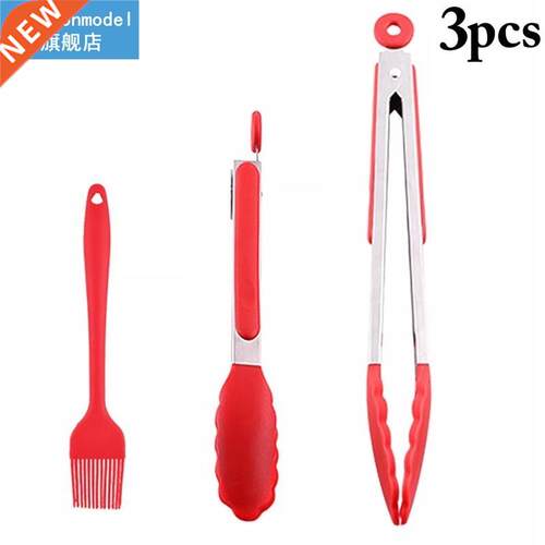 3Pcs/Set Silicone Barbecue Tools Professional Food Tongs Sil