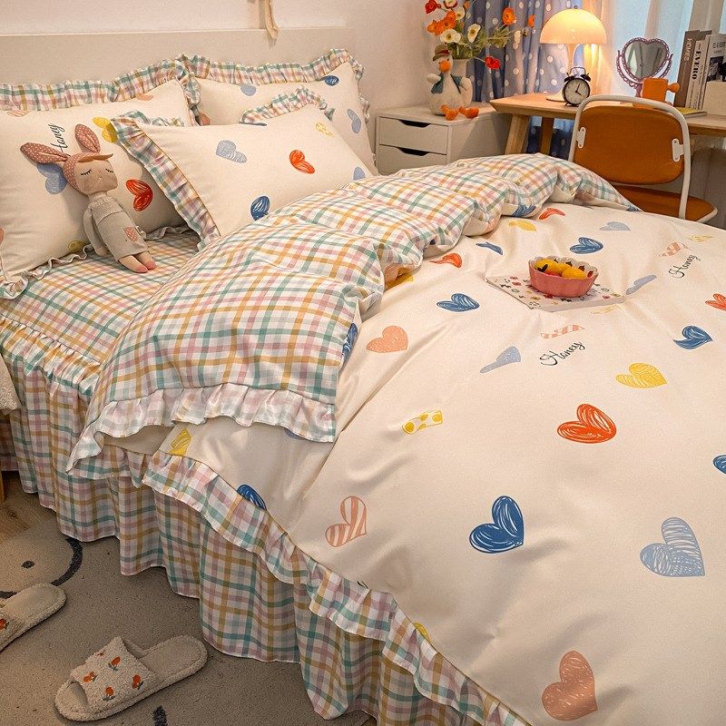 4 pieces set of small floral cotton milled wool