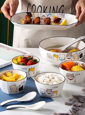 Cat Ceratics Dinner Table Plate Tableware Round Square