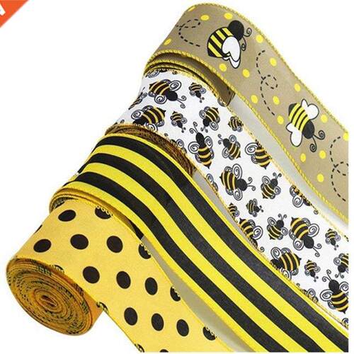 26 Yards Bee Wired Edge Ribbon 2.5In Wide Hessian Ribbon Cra