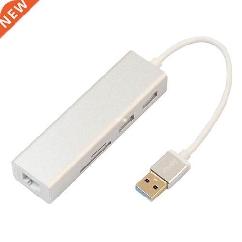 Aluminum USB.0 to RJ45 2-Port USB.0 SD TF Card Reader Adap