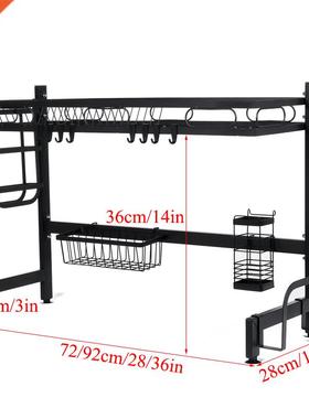 1/2Tier Multi-use Metal Dishes Rack Dual Sink Drain Rack Adj