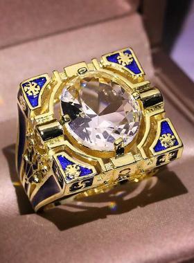 14K Yellow Gold color Ring for Men Squar Invisible Setting N