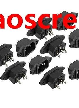 Clamp Type 3P IEC C14 Inlet Plug Socket Black AC 250V 10A 10