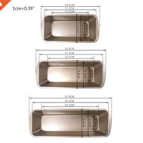 3pcs/set Rectangle Loaf Pan Toast Bread Cake Mold Carbon Ste