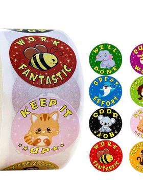 100-500pcs Round Reward Sticker 8 Styles Cartoon Stickers Sc