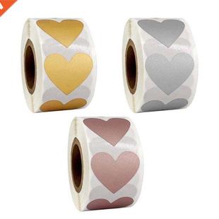 00Pcs Heart Shape Silver Gold Stickers Stamp Envelopes Card