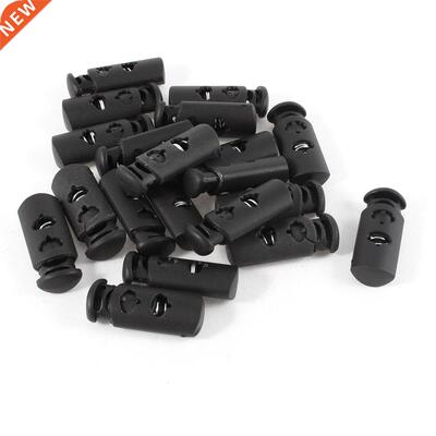 Plasctic Cord Locks Lanyard Luggage Stopper 20 Pcs Black