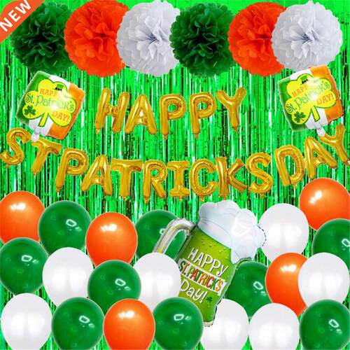 St. Patrick's Day Aluminum Foil Balloons Paper Cups Plat