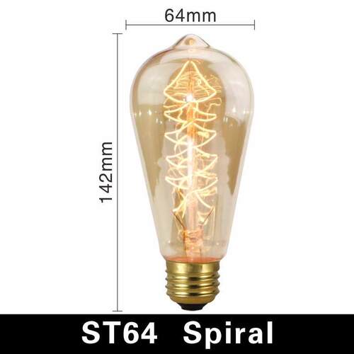 Retro Edison Light Bulb E27 220V 40W A19 A60 T10 T45 T185 ST