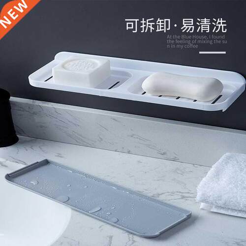 Creative large wall-mounted double drawer soap box with no h