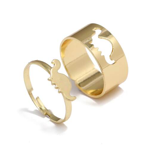 2 Pcs/set Fashion Simple Dinosaur Open Ring Creative Design