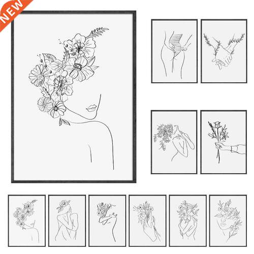 Abstract Lady Line Drawing Picture Decor Nordic Canvas Paint