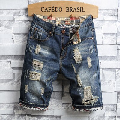2020 Summer New Men Vintage Ripped Short Jeans Streetwear Ho