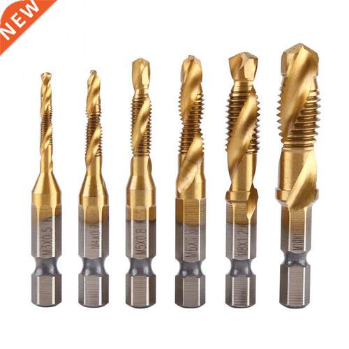 6pcs HSS Drill Metric Thread Titanium Coated M3 M4 M5 M6 M8