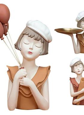 Modern Balloon Girl Sculptures Resin Figurines Bust Vase Gol