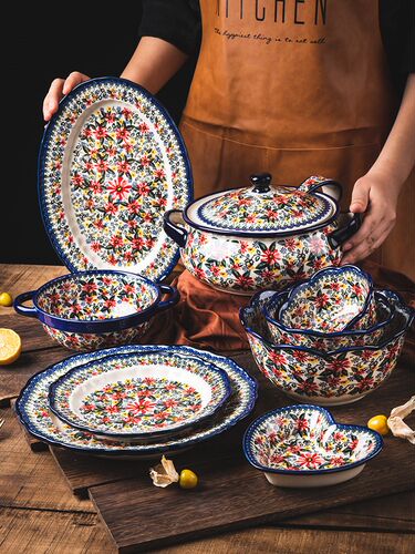 Poland Ceramic Dinnerware Household Salad Bowl Saucer Plate