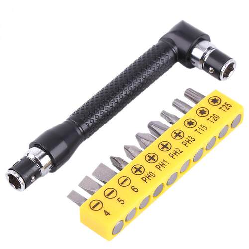 L-Shape 1/4 Inch Hex Socket Wrench Head with Various Bits Ha