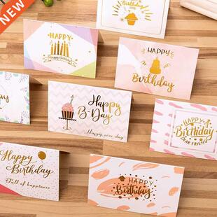 Cards Birth 10pcs Birthday Paper Card Folded Happly Colorful