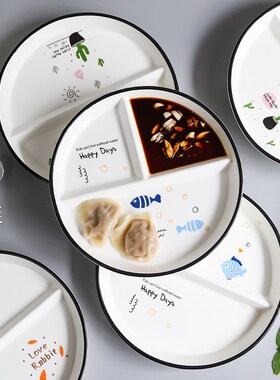 72h Split Ceramic Plate Home Cute Children's Disc Studen