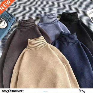 Privathinker Winter Warm Men's Turtleneck Sweaters S