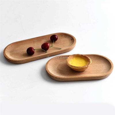 Oval Wooden Tea Tray Serving Table Plate Snacks Food Storage