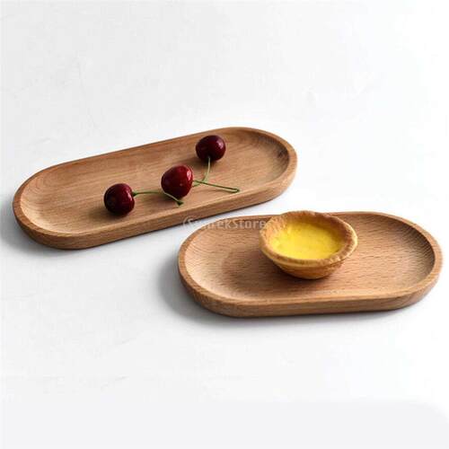 Oval Wooden Tea Tray Serving Table Plate Snacks Food Storage