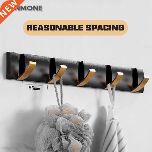 Black Golden Robe Hooks Folding Towel Hanger Nail Free Insta