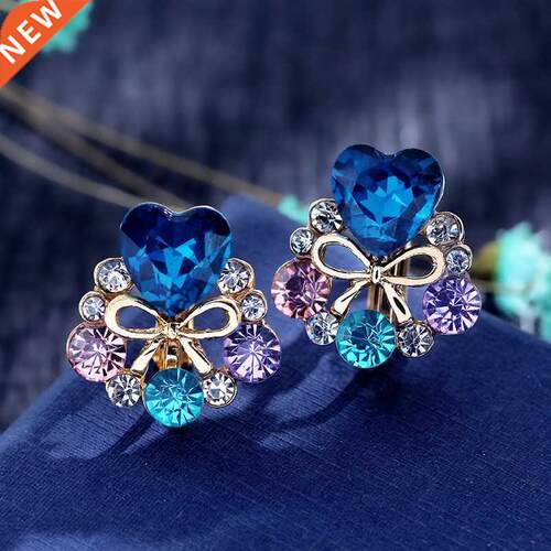 Grace Jun New Arrival Rhinestone Crytsal Heart Bowknot Clip